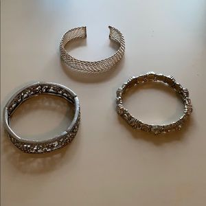 Three silver bracelets bundle deal.